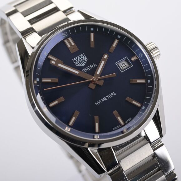 TAG Heuer Carrera WAR1112 Blue & Rose Gold 39mm Men\'s Watch + Box main image 11